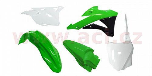 sada plastů Kawasaki, RTECH (zeleno-bílo-černá, 5 dílů)